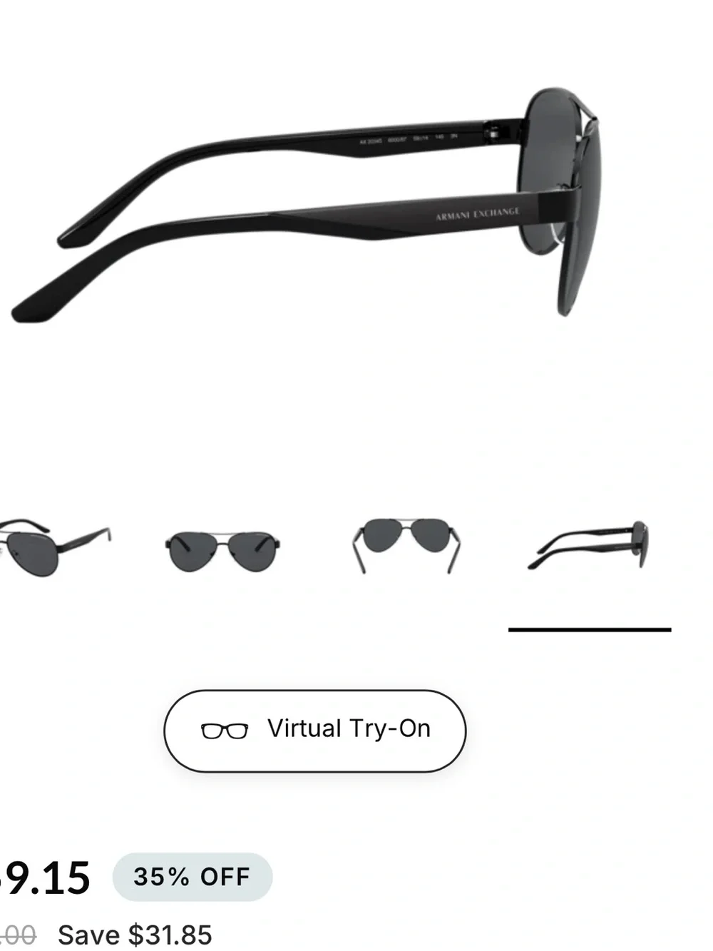 Armani Exchange sunglasses men pilot unisex authentic